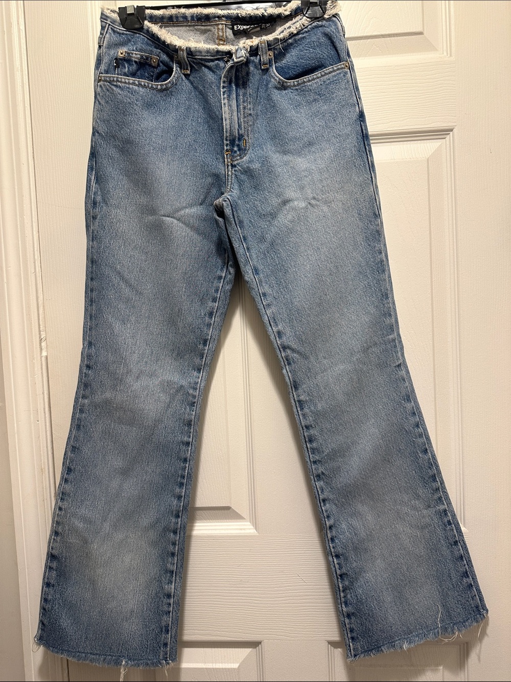 Express Light Blue High-Rise Flare Jeans